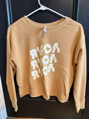 RVCA Tan Crewneck Sweater with White Logo